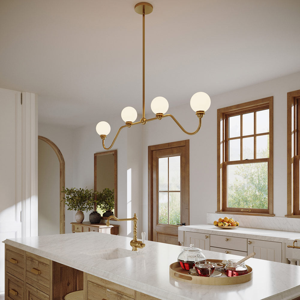 Beckett Linear Pendant Light in kitchen.