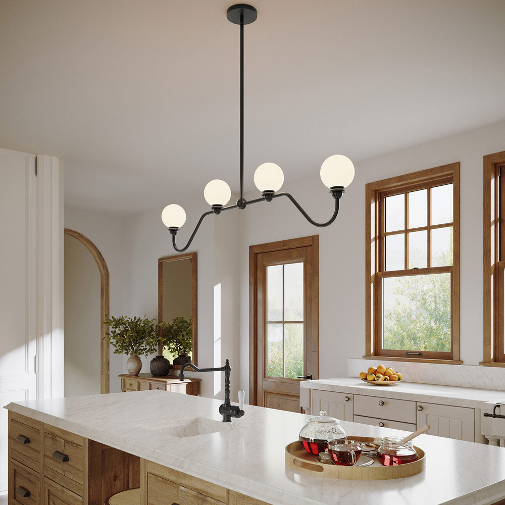 Beckett Linear Pendant Light in kitchen.