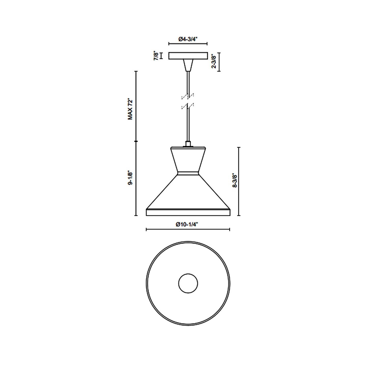 Betty Pendant Light - line drawing.