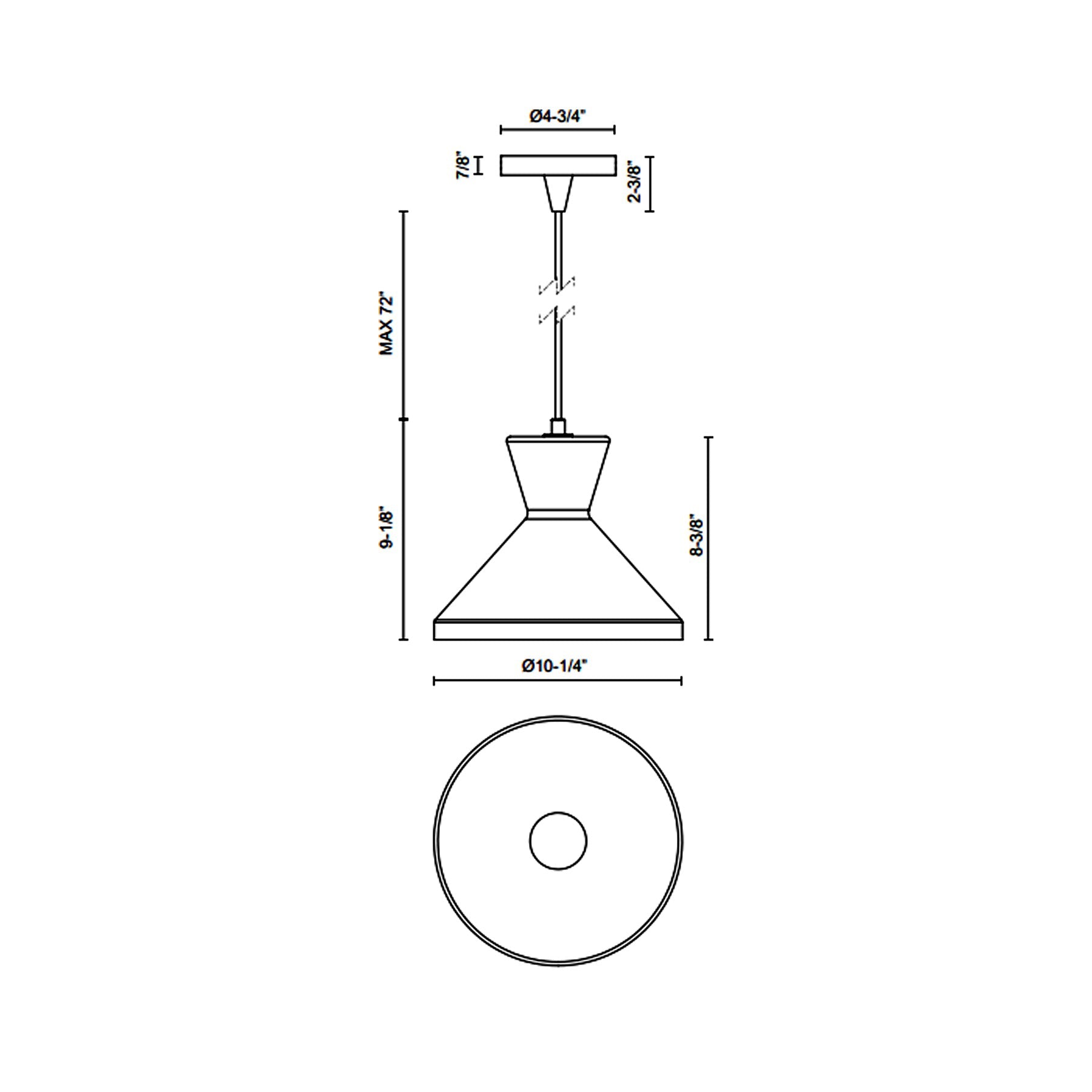 Betty Pendant Light - line drawing.