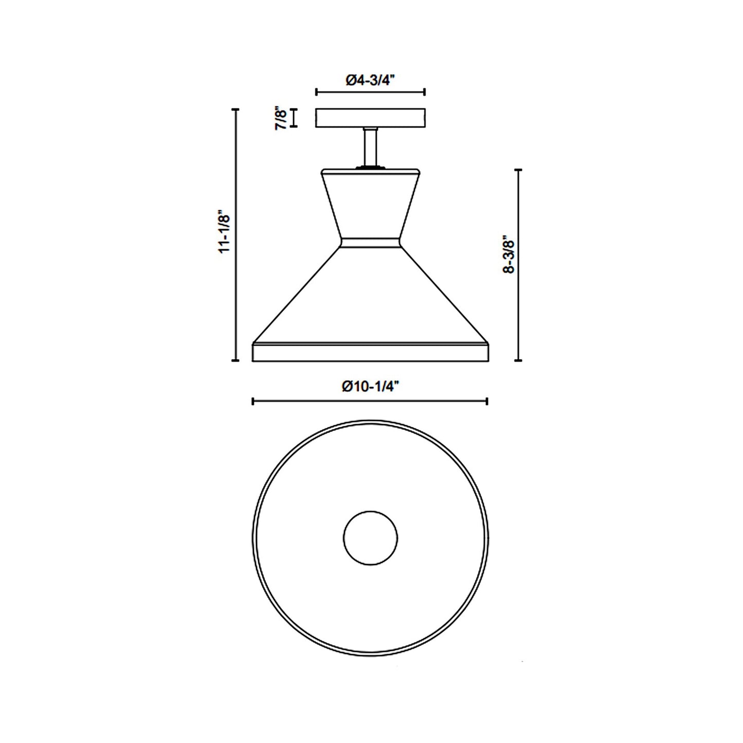 Betty Semi Flush Mount Ceiling Light - line drawing.