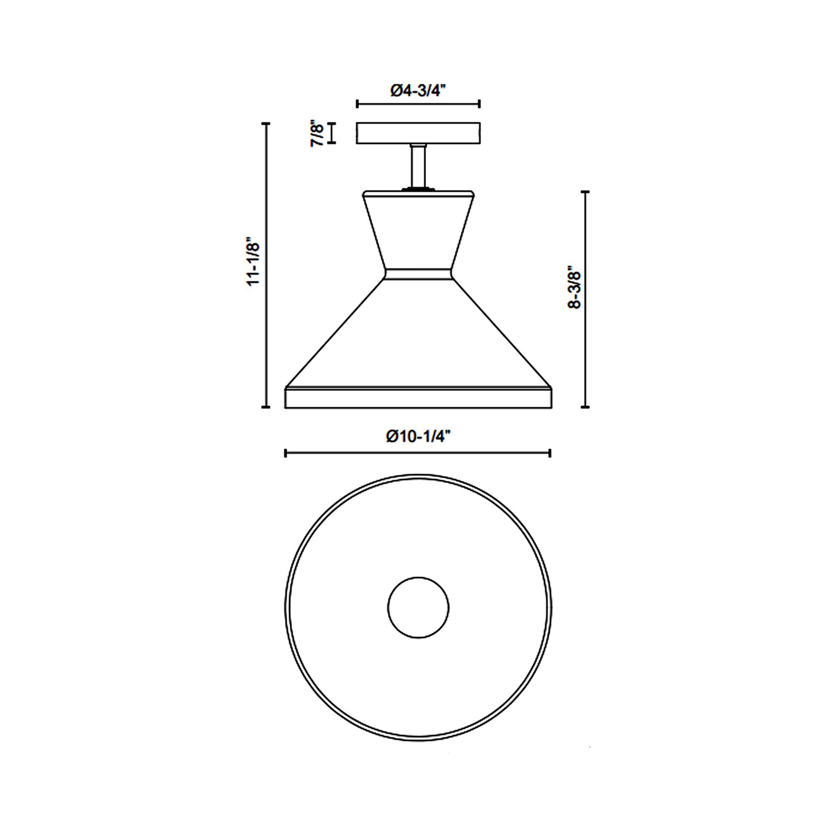 Betty Semi Flush Mount Ceiling Light - line drawing.