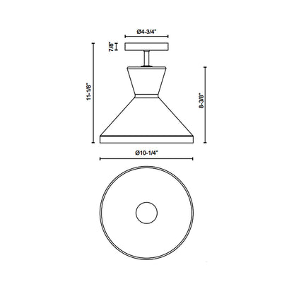 Betty Semi Flush Mount Ceiling Light - line drawing.