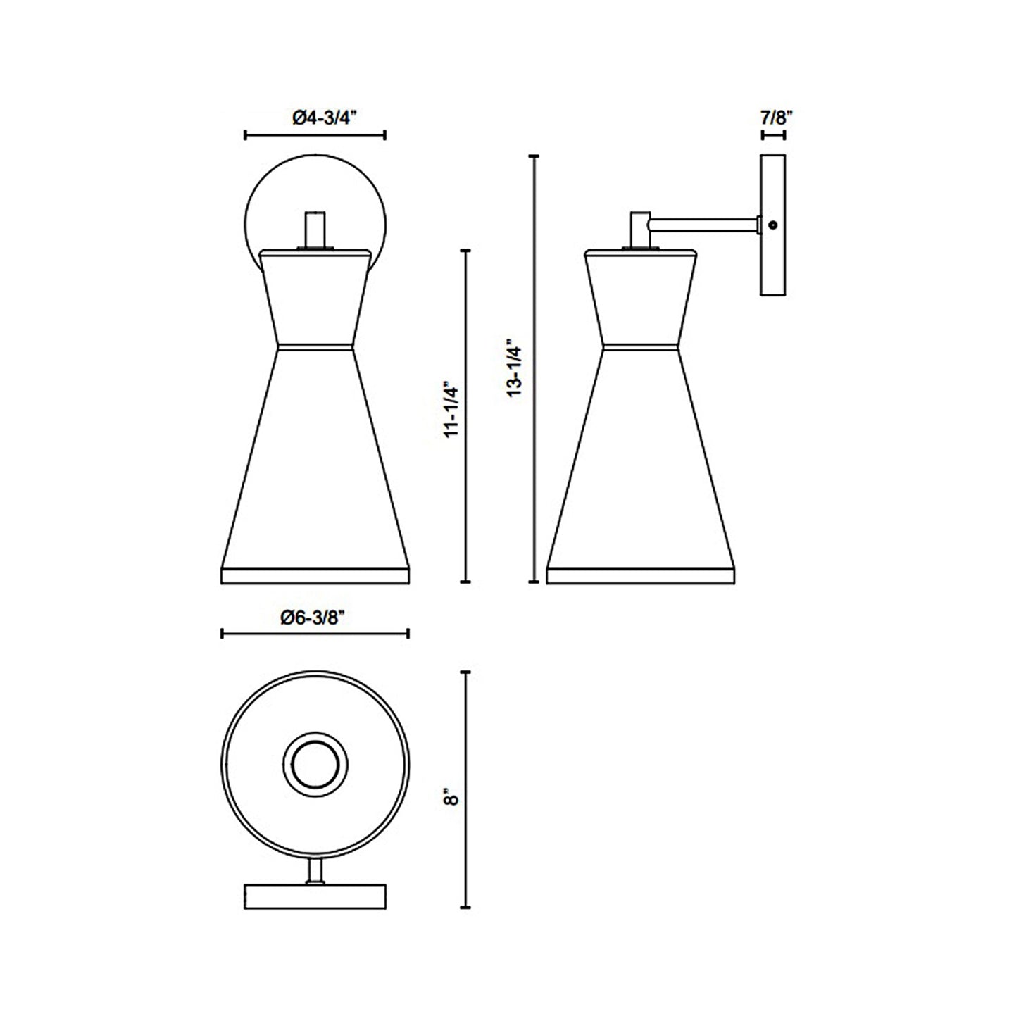 Betty Vanity Wall Light - line drawing.