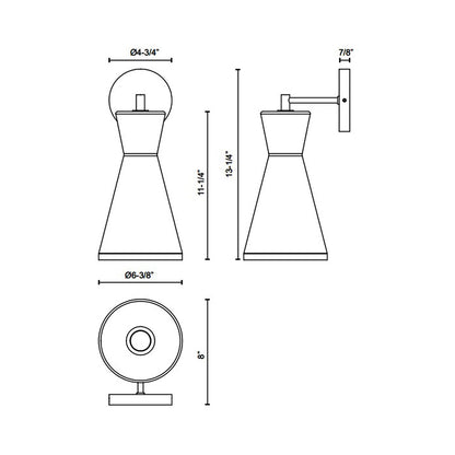 Betty Vanity Wall Light - line drawing.
