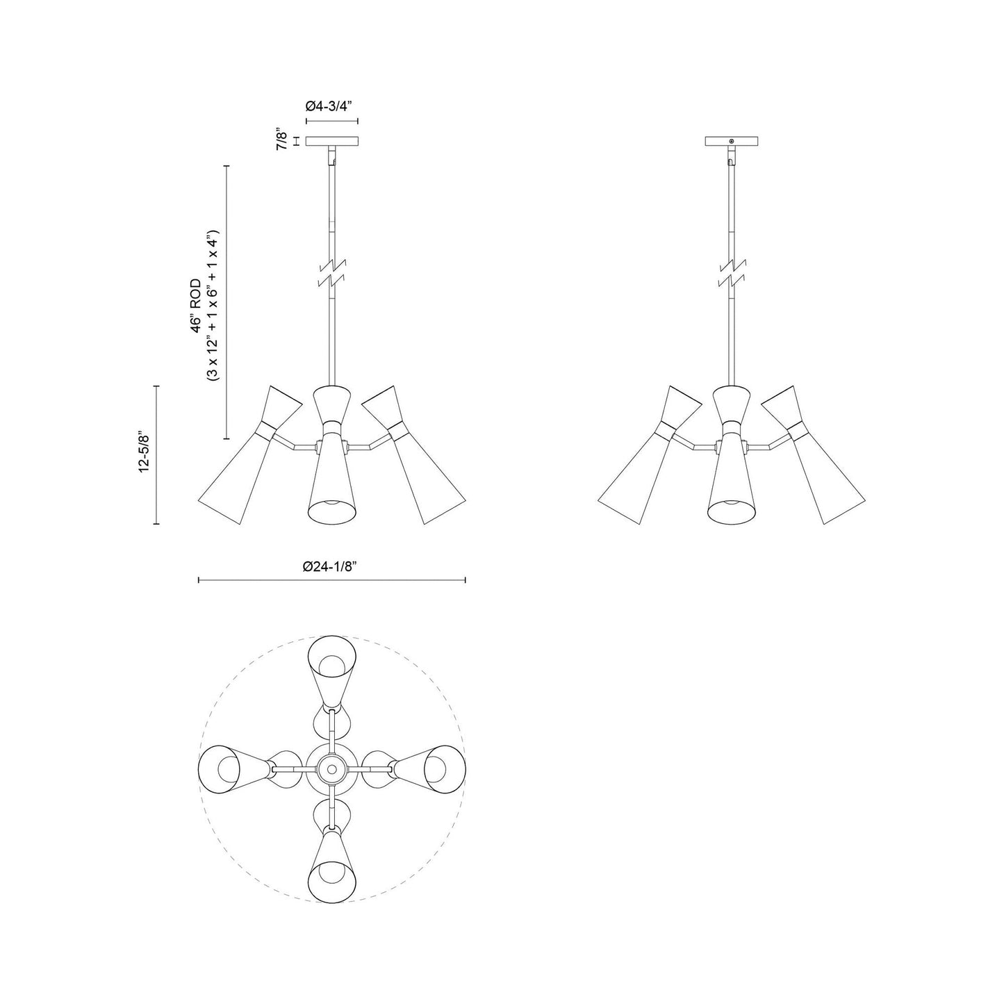 Blake Chandelier - line drawing.