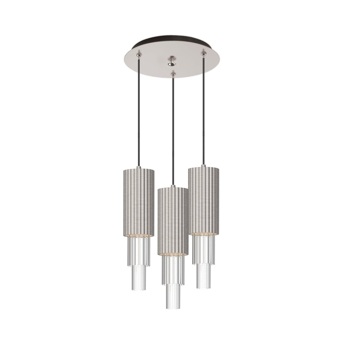 Bordeaux Multi Light LED Pendant Light in Brushed Nickel (3-Light).