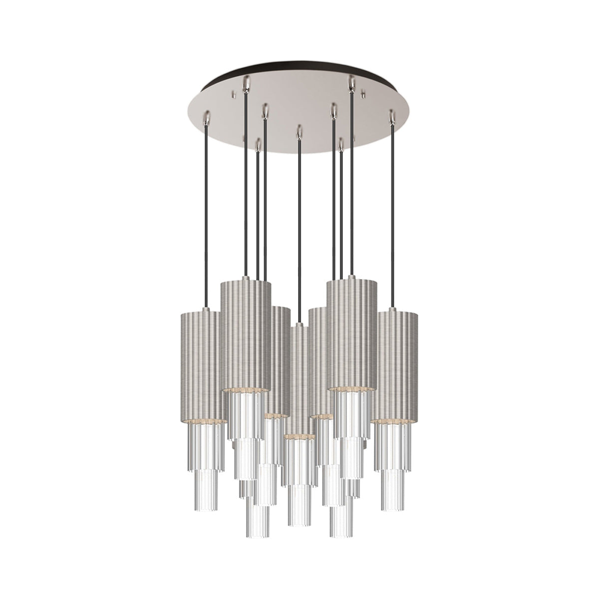 Bordeaux Multi Light LED Pendant Light in Brushed Nickel (9-Light).