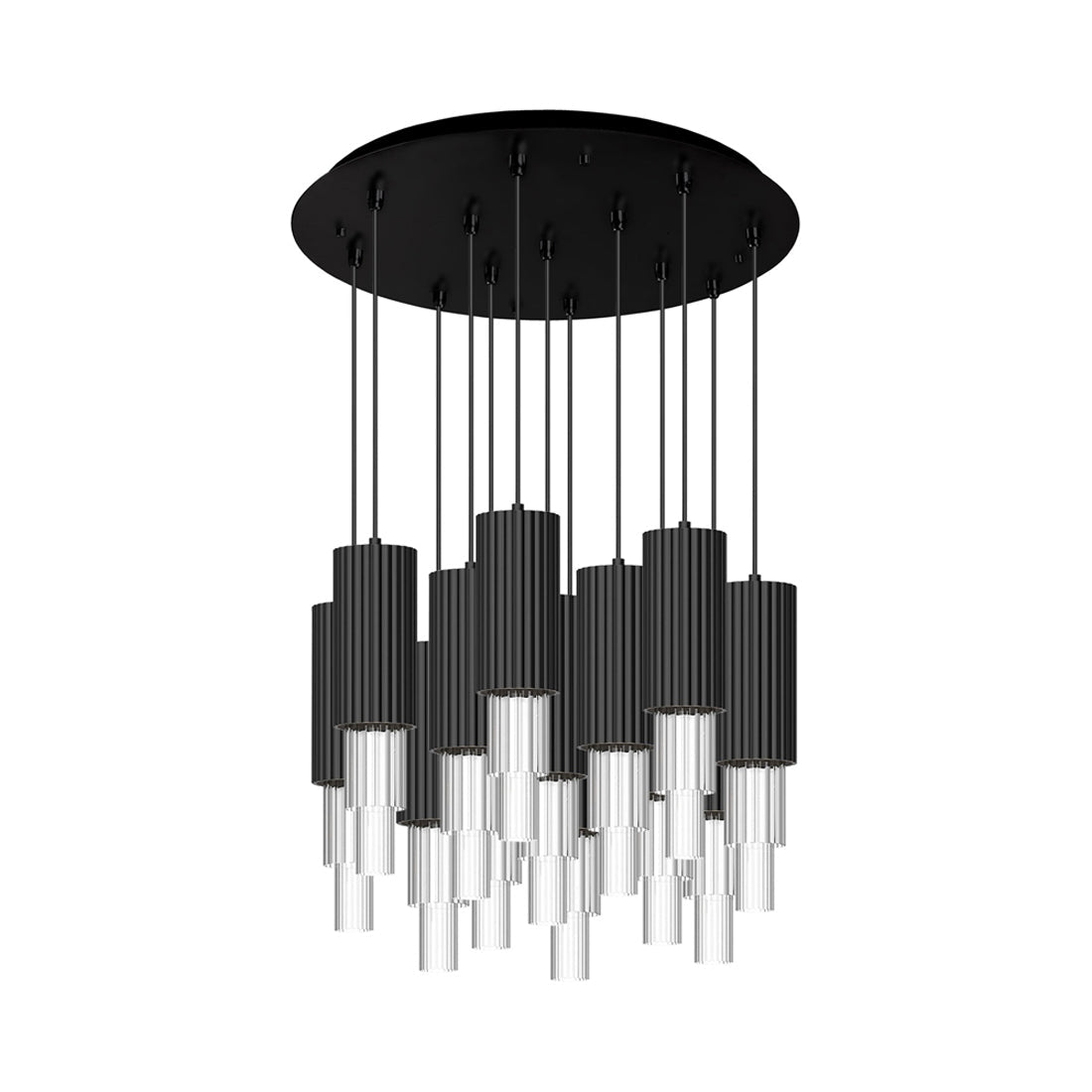 Bordeaux Multi Light LED Pendant Light in Matte Black (13-Light).