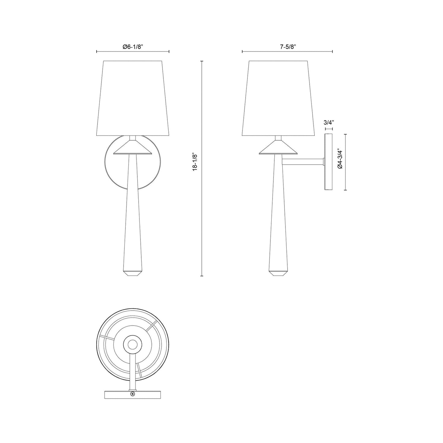 Bridgette Bath Wall Light - line drawing.