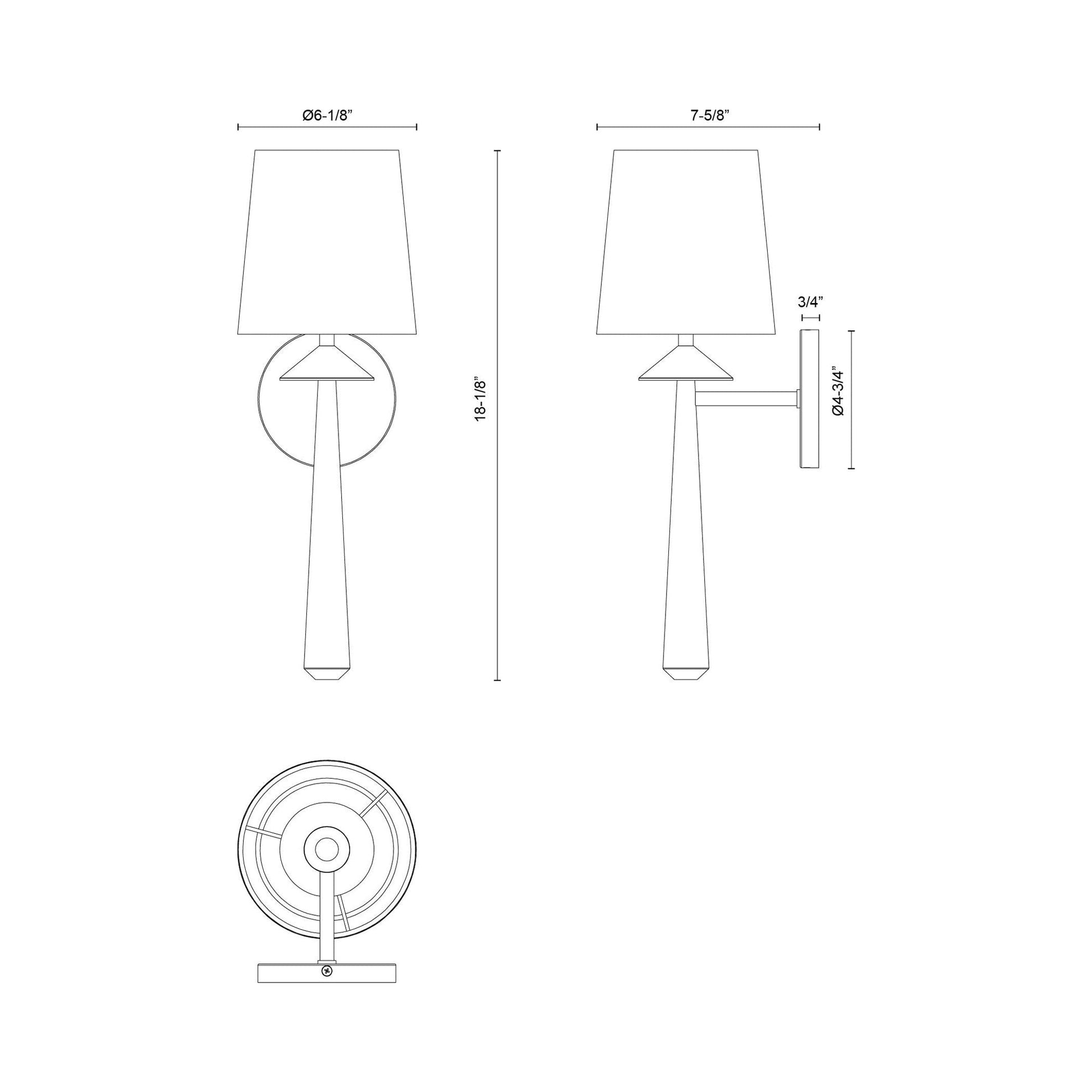 Bridgette Bath Wall Light - line drawing.