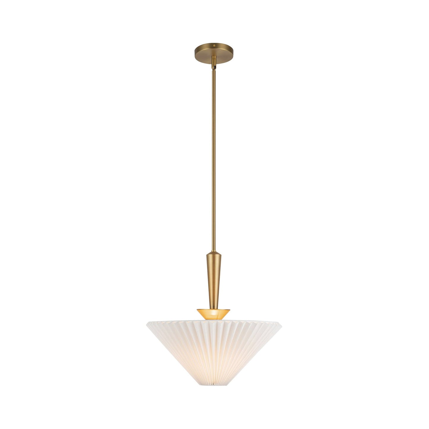 Bridgette Pendant Light in Brushed Gold/Folded White.