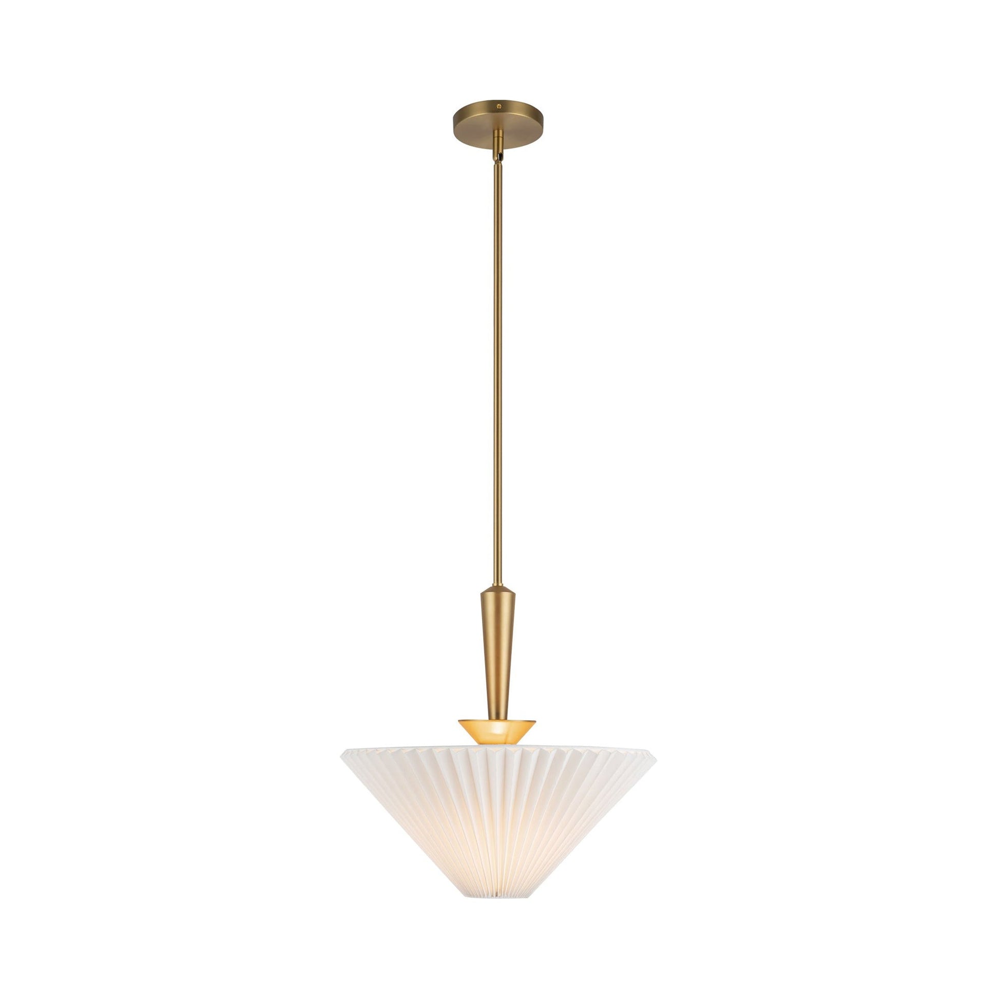 Bridgette Pendant Light in Brushed Gold/Folded White.