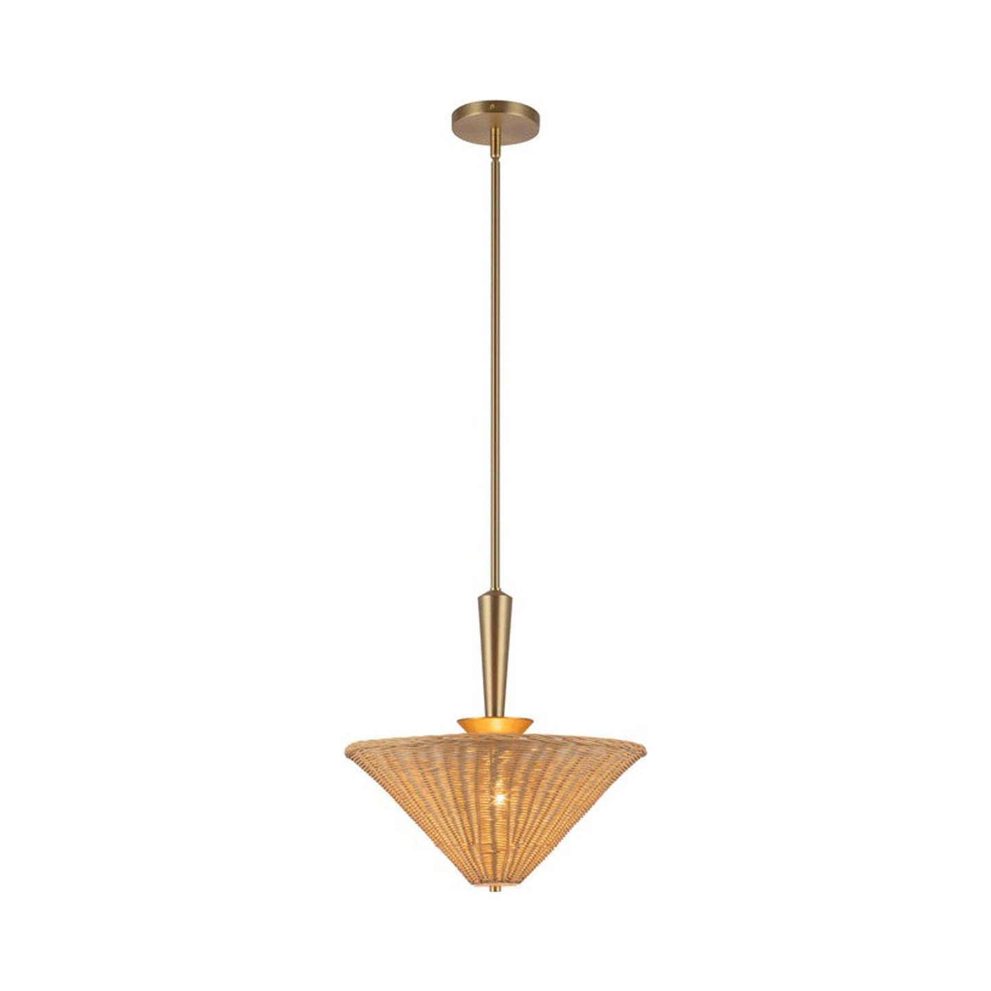 Bridgette Pendant Light in Brushed Gold/Rattan.