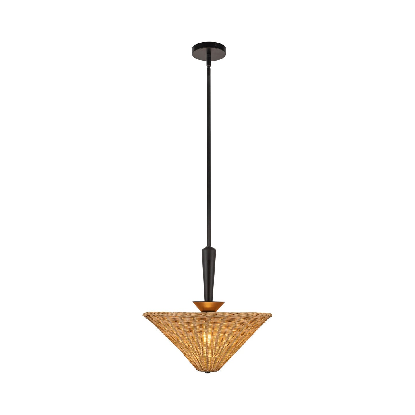 Bridgette Pendant Light in Matte Black/Rattan.