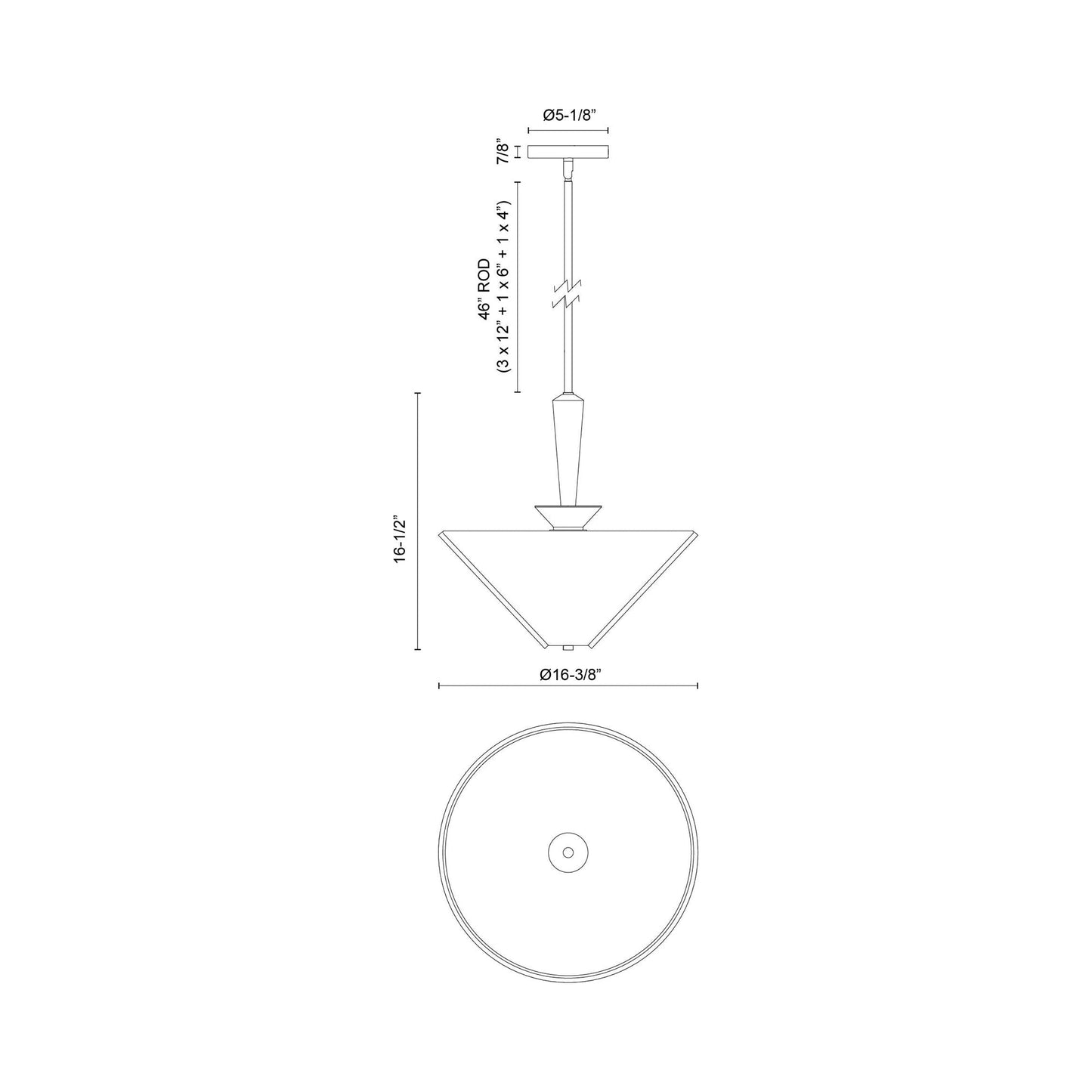Bridgette Pendant Light - line drawing.