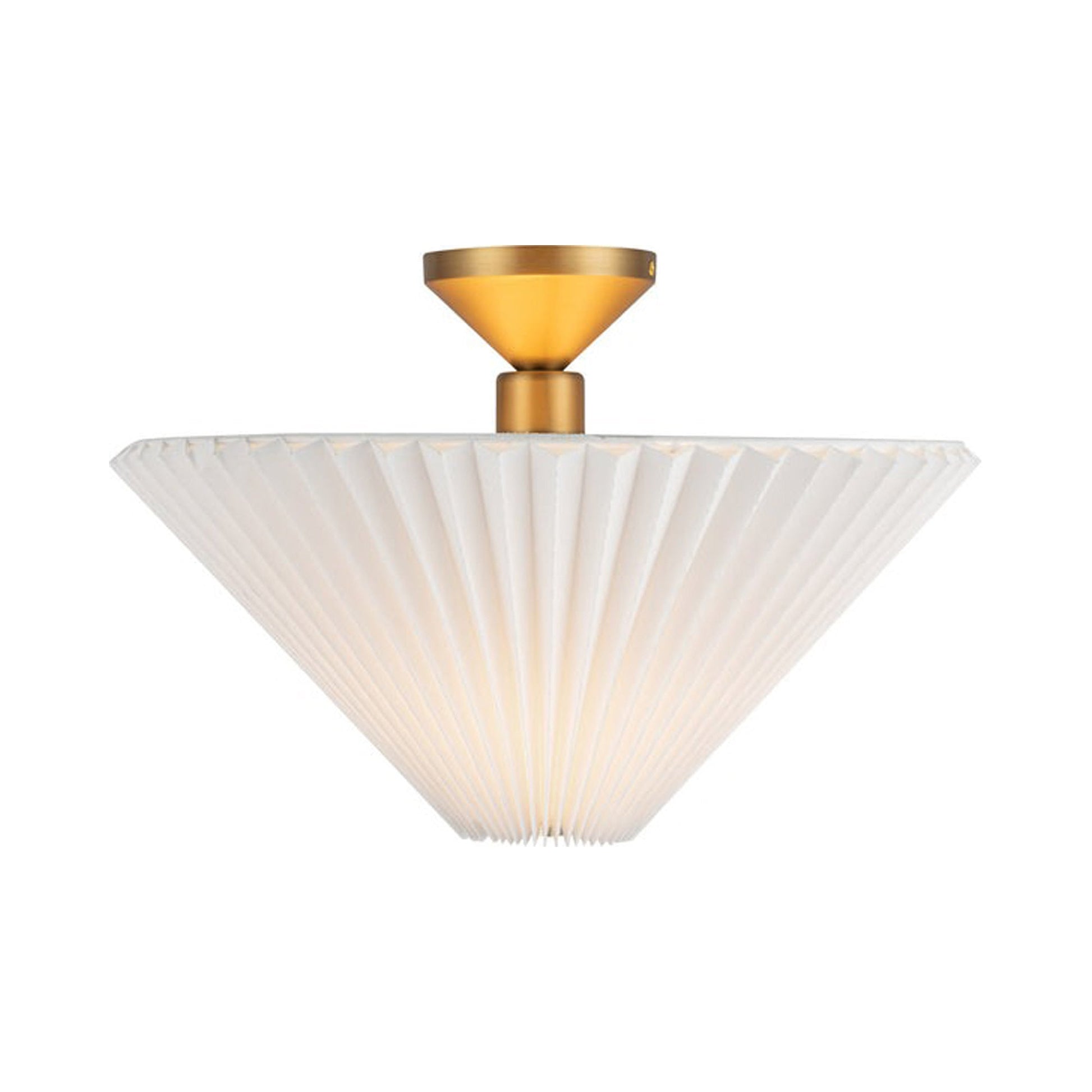 Bridgette Semi Flush Mount Ceiling Light in Brushed Gold/Folded White.
