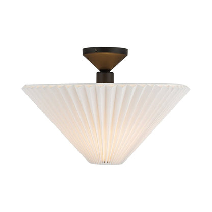 Bridgette Semi Flush Mount Ceiling Light in Matte Black/Folded White.