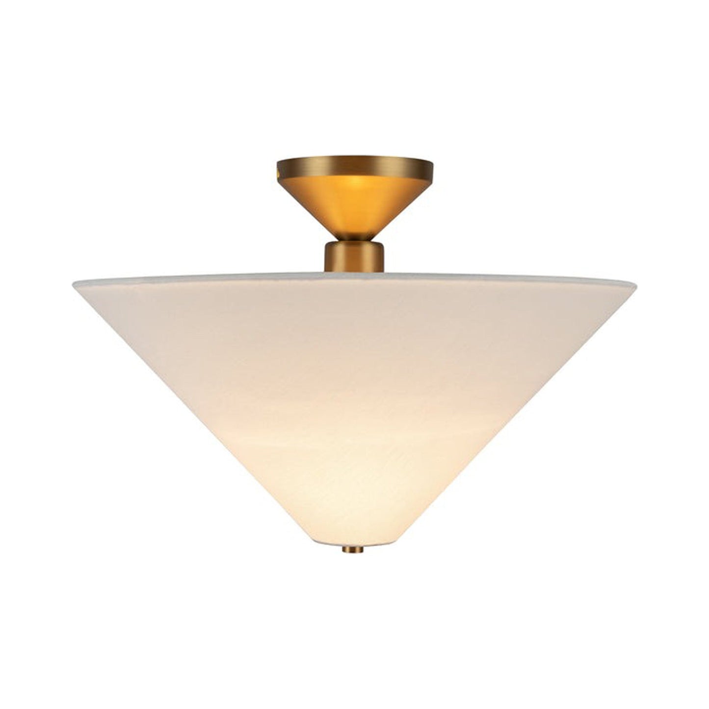Bridgette Semi Flush Mount Ceiling Light in Brushed Gold/White Linen.