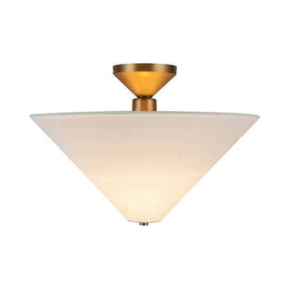 Bridgette Semi Flush Mount Ceiling Light in Brushed Gold/White Linen.