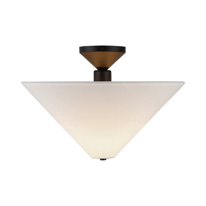 Bridgette Semi Flush Mount Ceiling Light in Matte Black/White Linen.