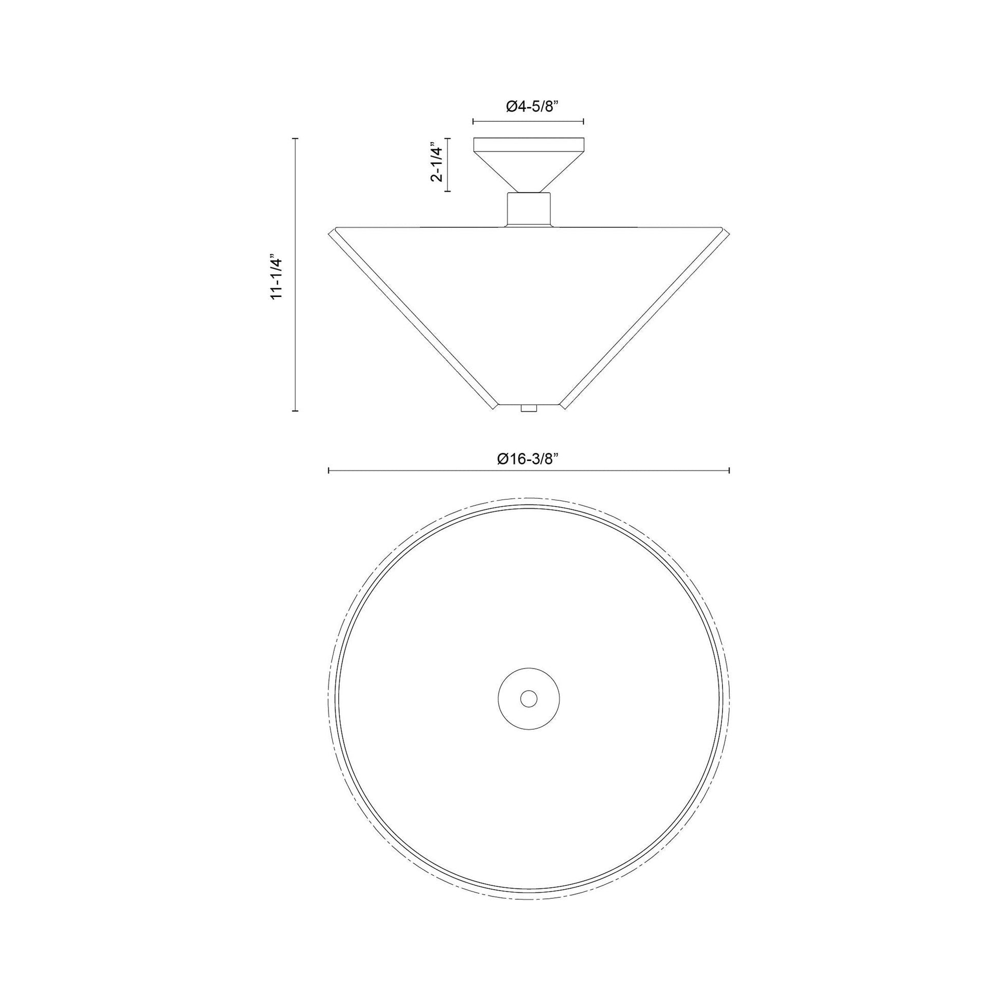 Bridgette Semi Flush Mount Ceiling Light - line drawing.