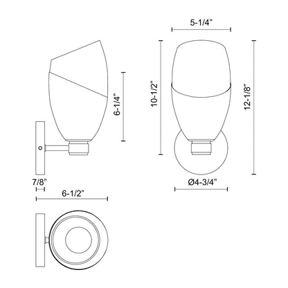 Capri Bath Wall Light - line drawing.