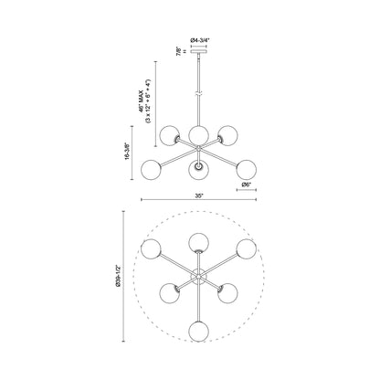 Cassia Chandelier - line drawing.