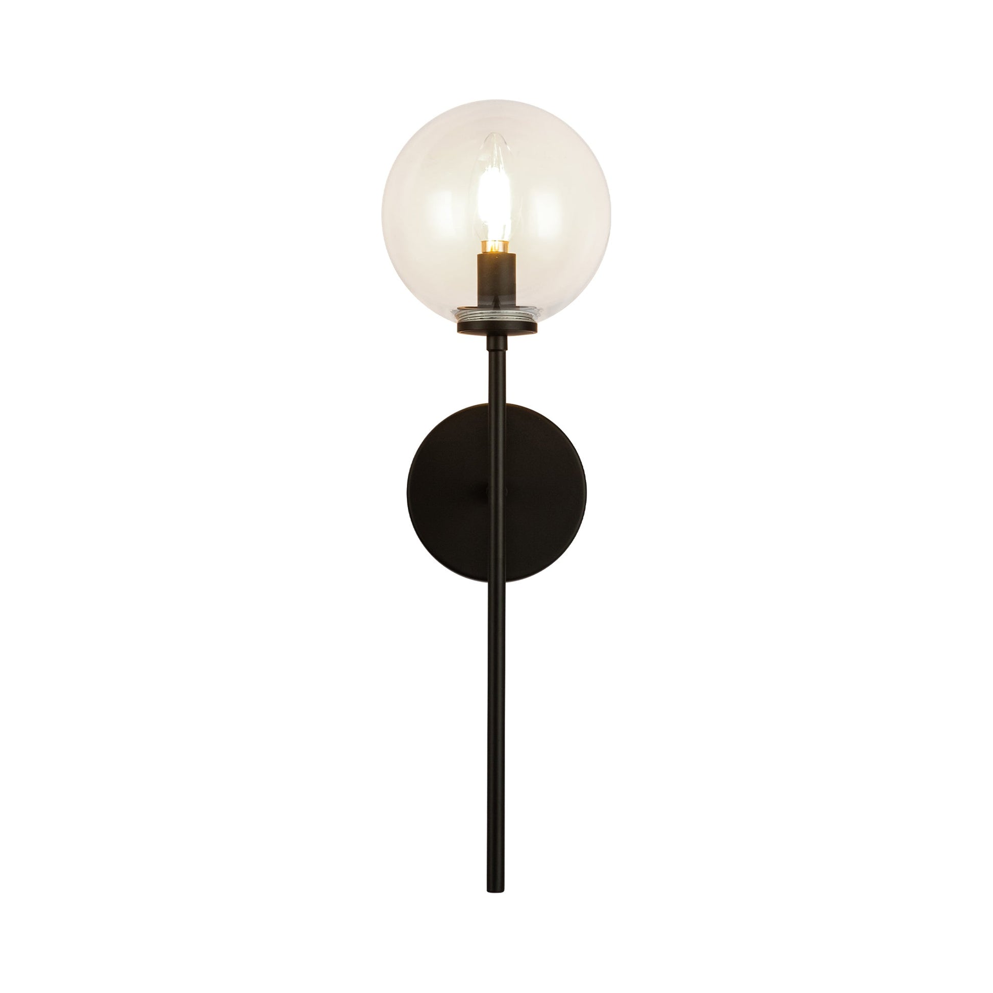 Cassia Wall Light in Matte Black/Clear Glass (1-Light).
