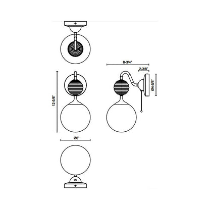 Celia Bath Wall Light - line drawing.