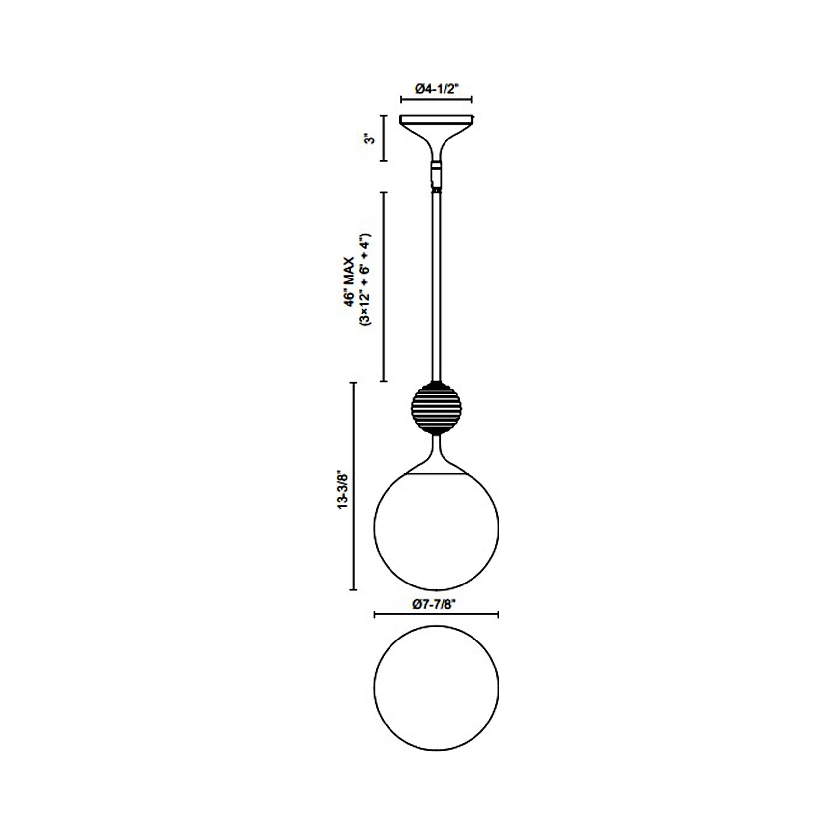 Celia Pendant Light - line drawing.