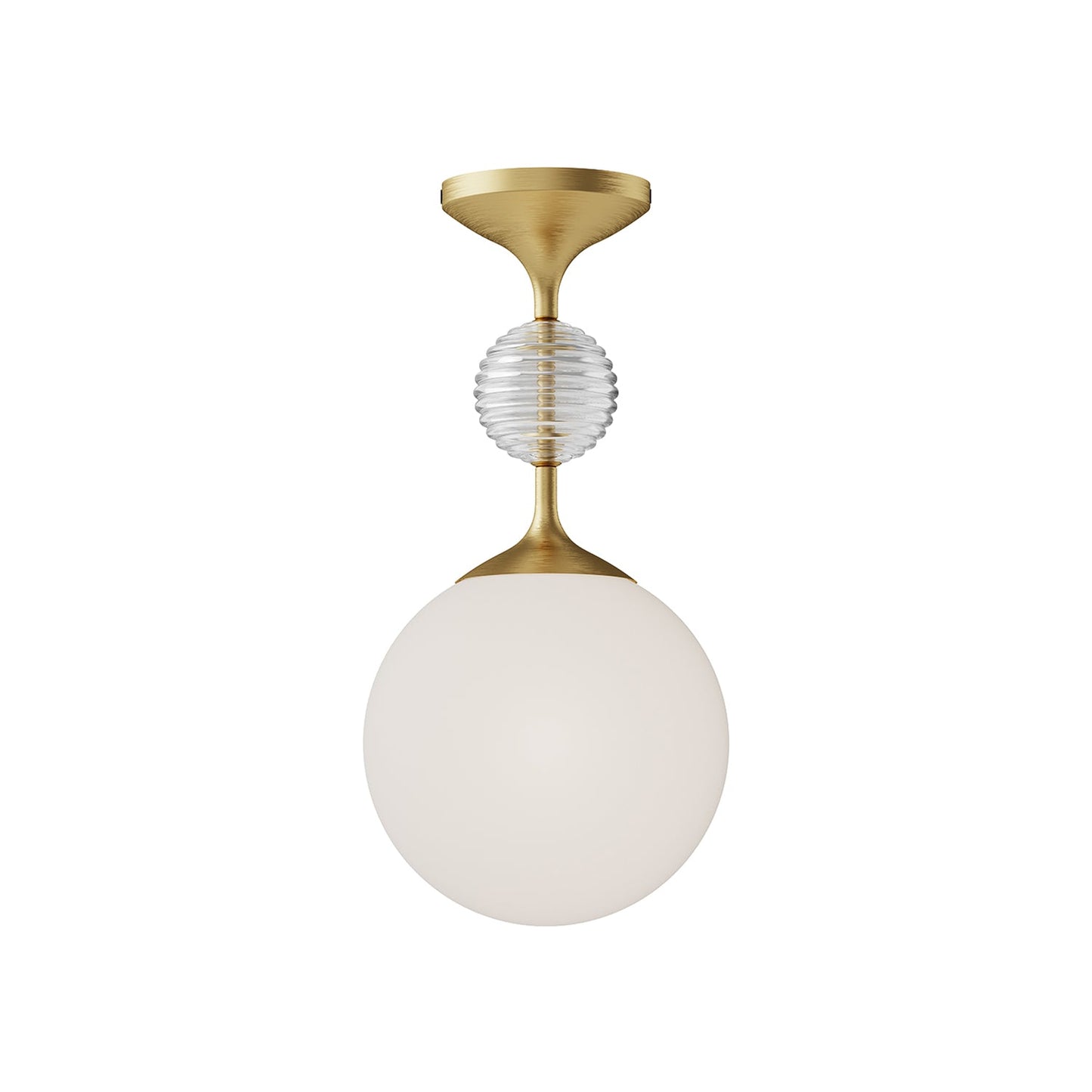 Celia Semi Flush Mount Ceiling Light in Brushed Gold.