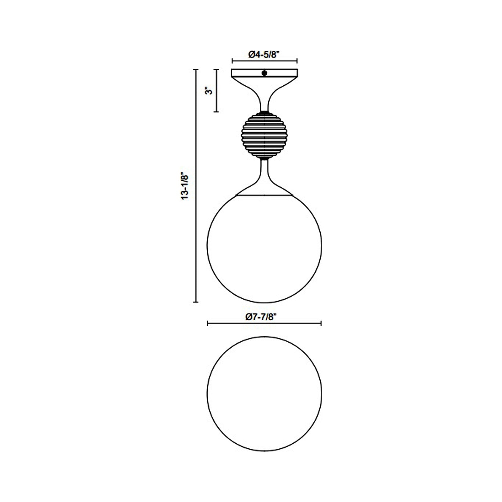 Celia Semi Flush Mount Ceiling Light - line drawing.
