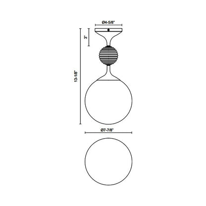 Celia Semi Flush Mount Ceiling Light - line drawing.