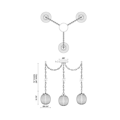Cherise Multi Light Pendant Light - line drawing.