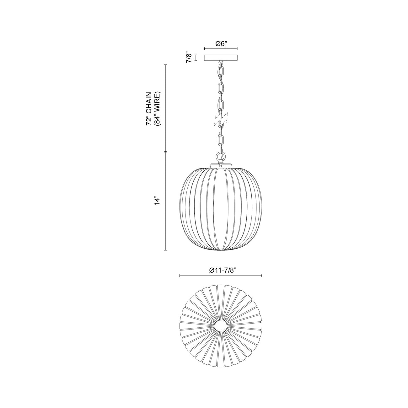 Cherise Pendant Light - line drawing.