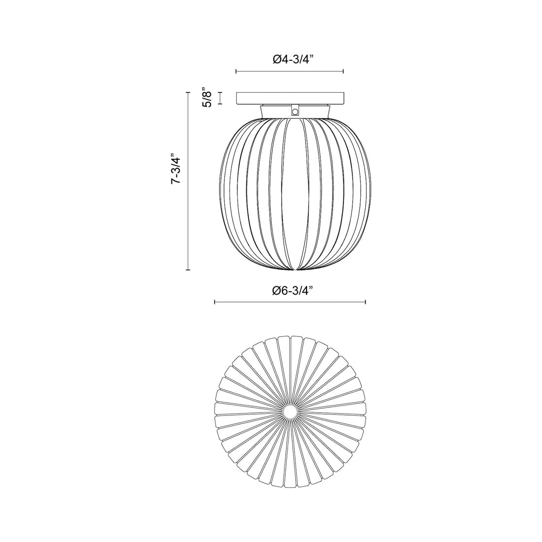 Cherise Semi Flush Mount Ceiling Light - line drawing.