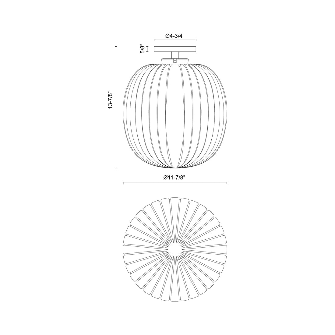 Cherise Semi Flush Mount Ceiling Light - line drawing.