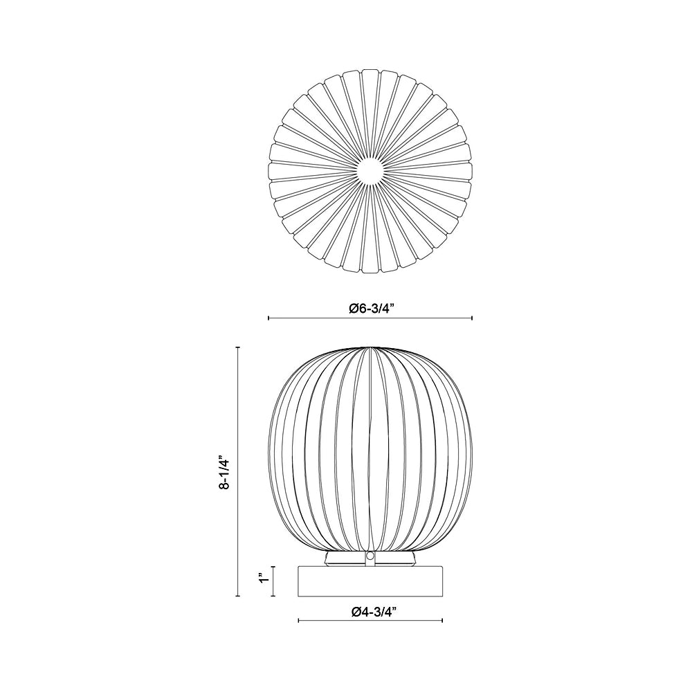 Cherise Table Lamp - line drawing.
