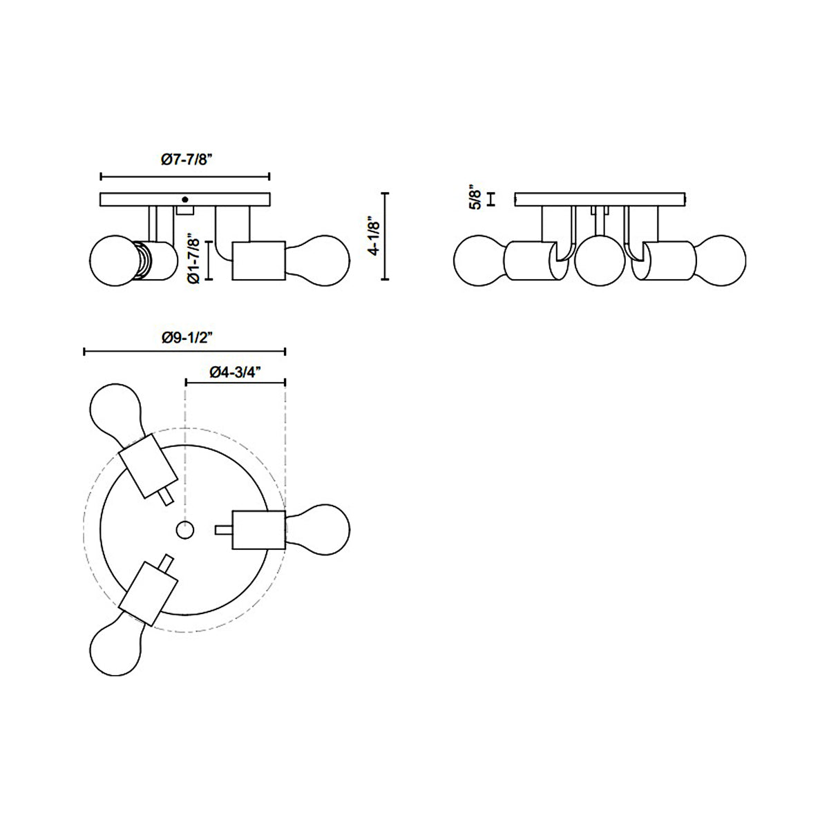 Claire Semi Flush Mount Ceiling Light - line drawing.