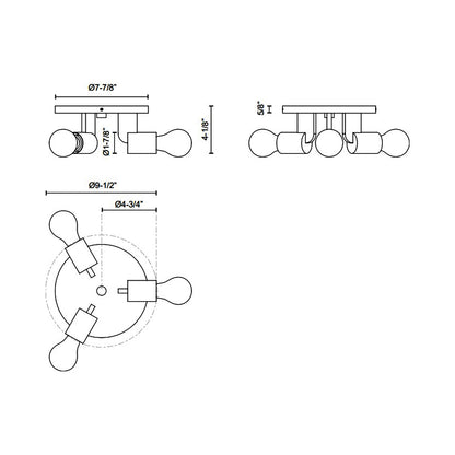 Claire Semi Flush Mount Ceiling Light - line drawing.