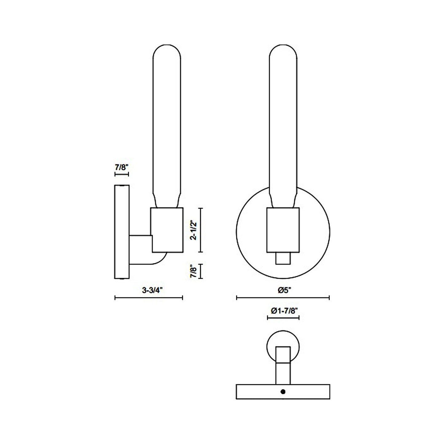 Claire Vanity Wall Light - line drawing.
