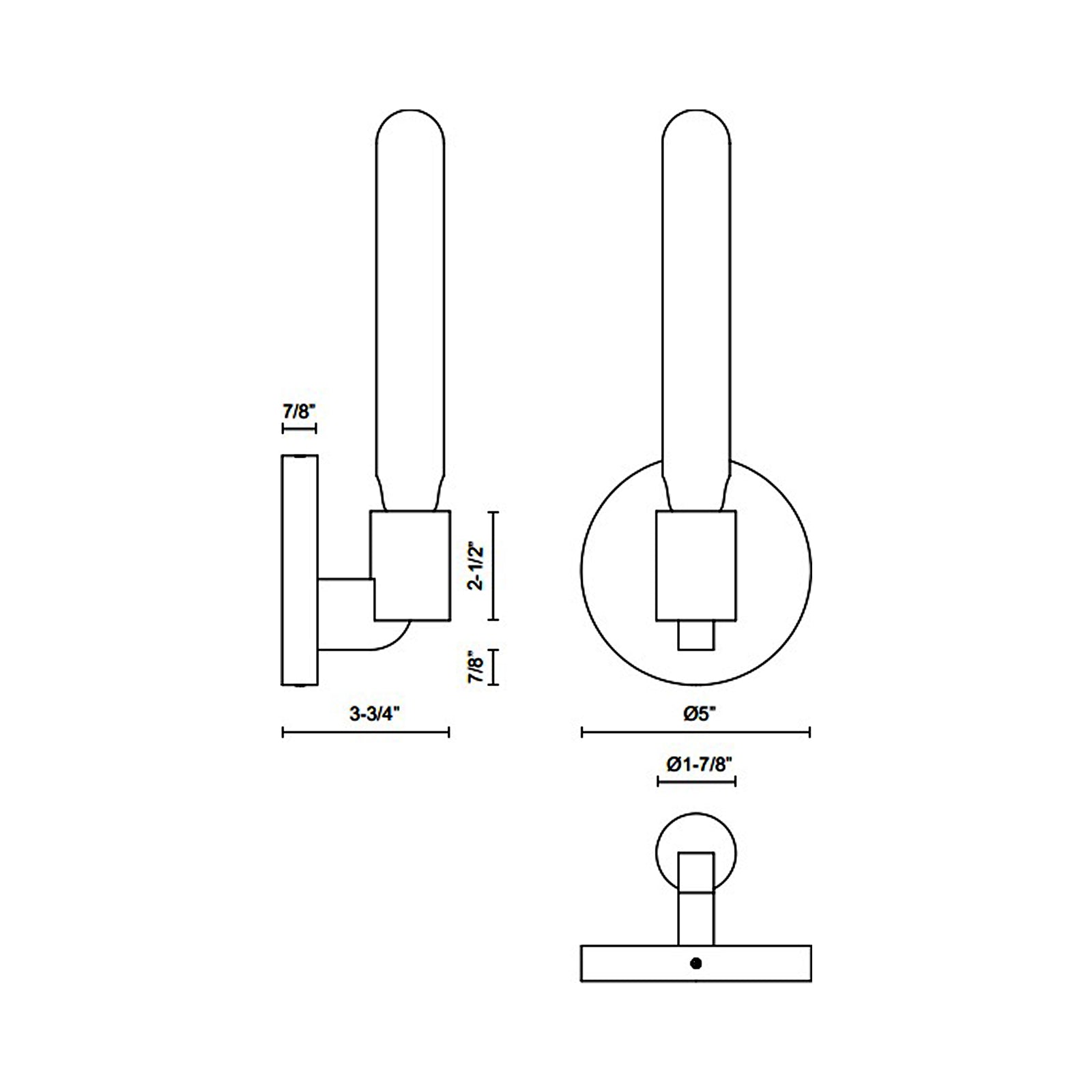 Claire Vanity Wall Light - line drawing.