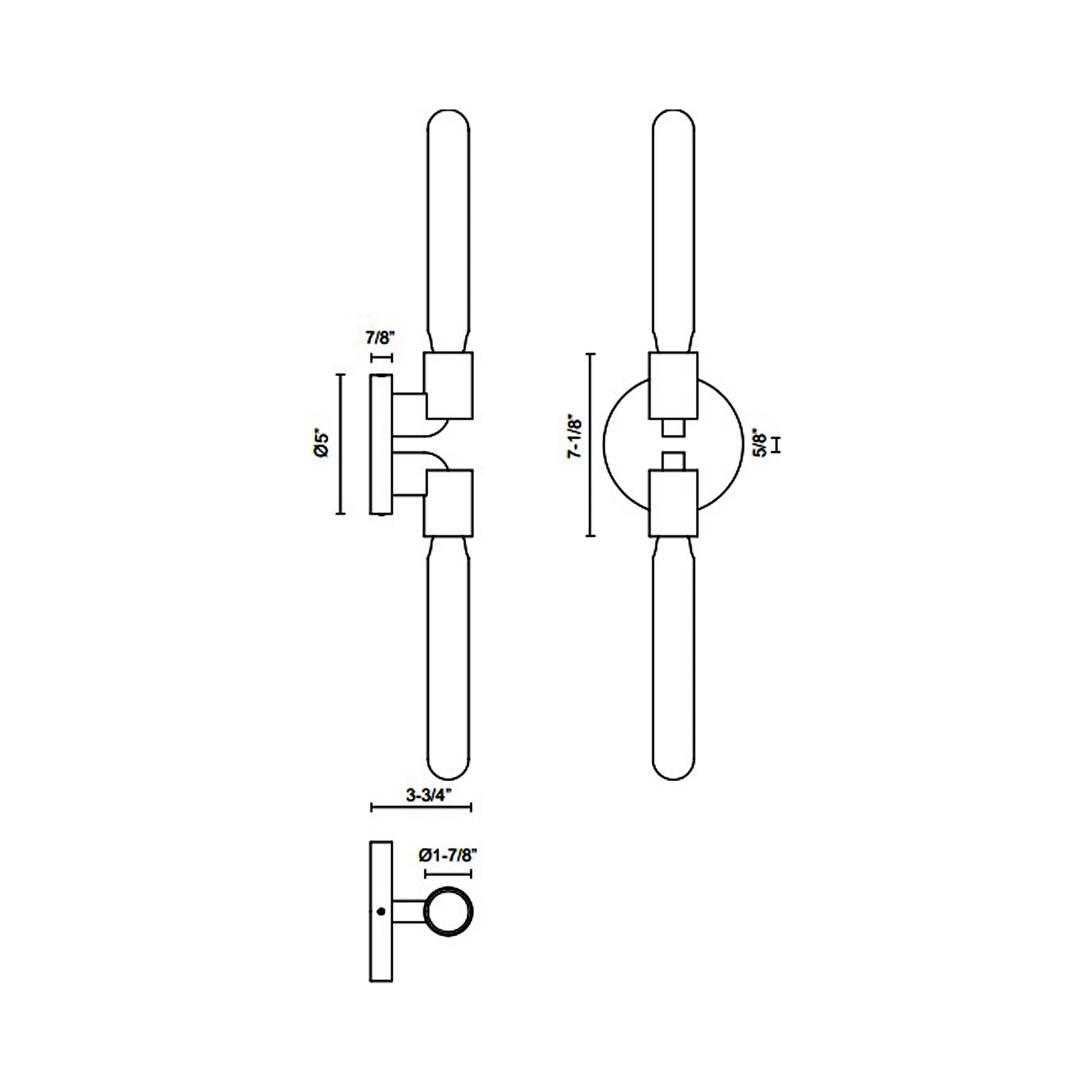 Claire Vanity Wall Light - line drawing.