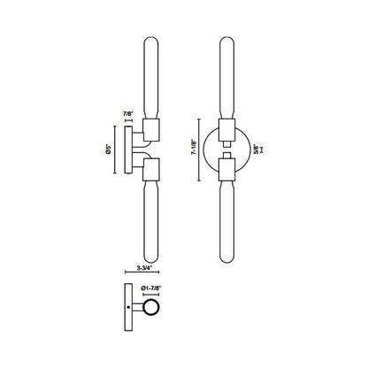 Claire Vanity Wall Light - line drawing.