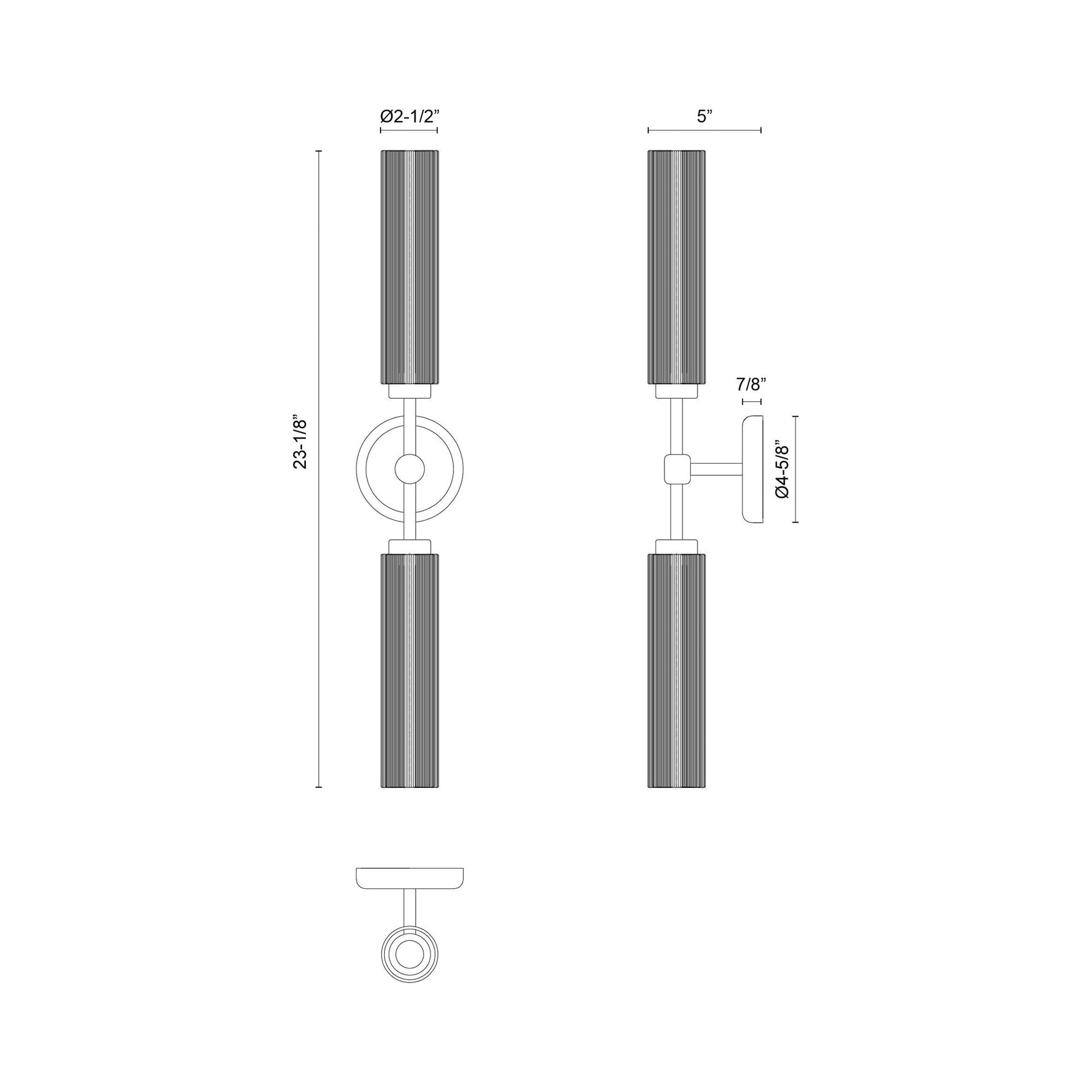 Colby Bath Vanity Light - line drawing.