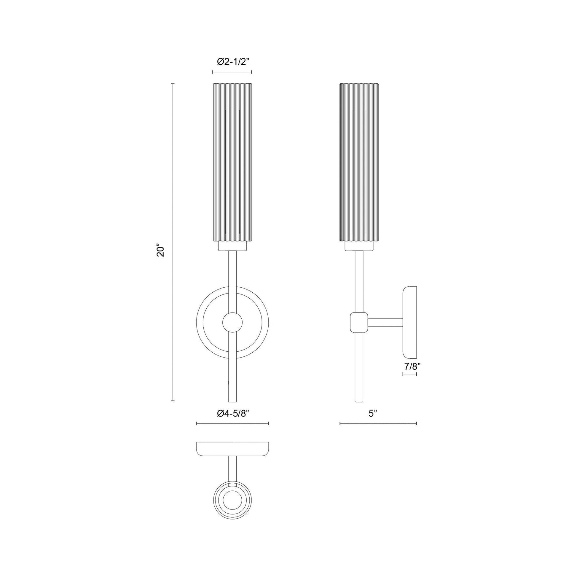 Colby Bath Wall Light - line drawing.