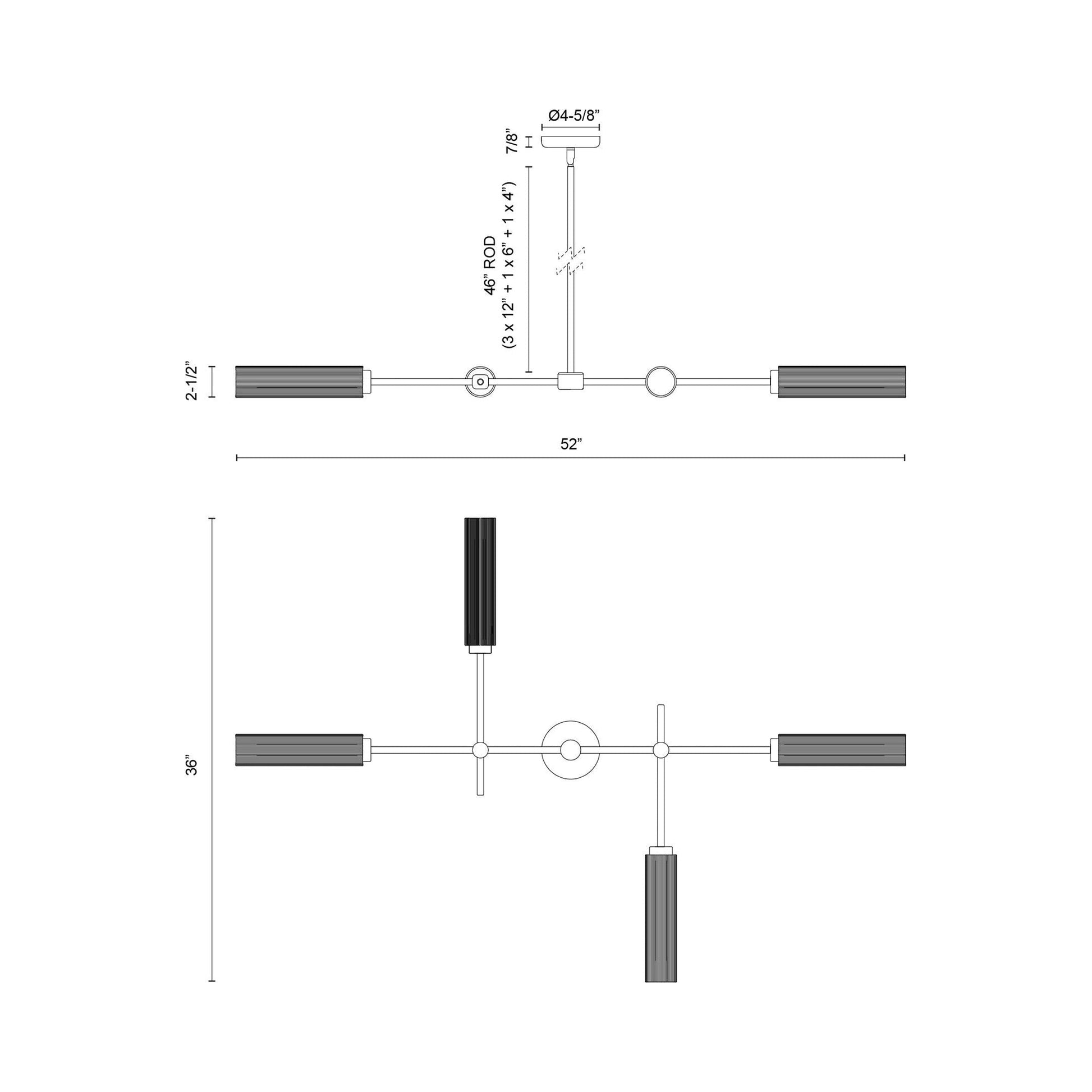 Colby Linear Pendant Light - line drawing.