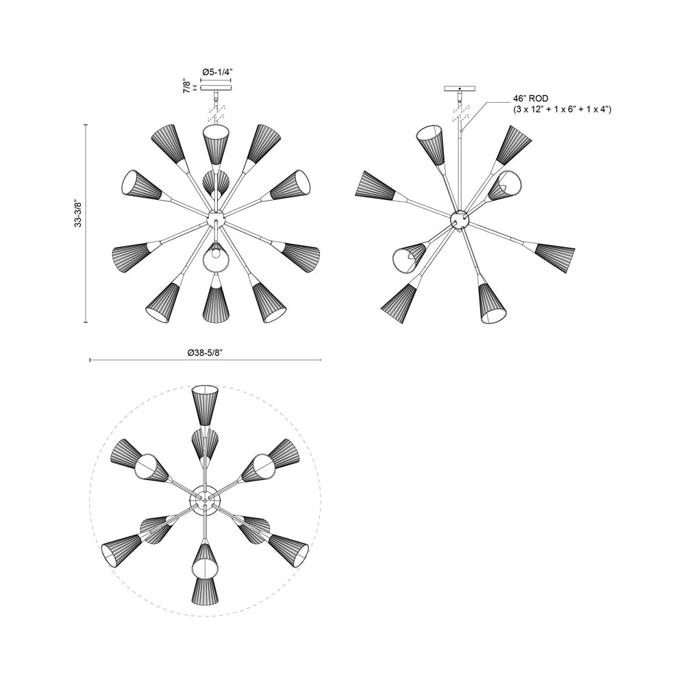 Cosmo Chandelier - line drawing.