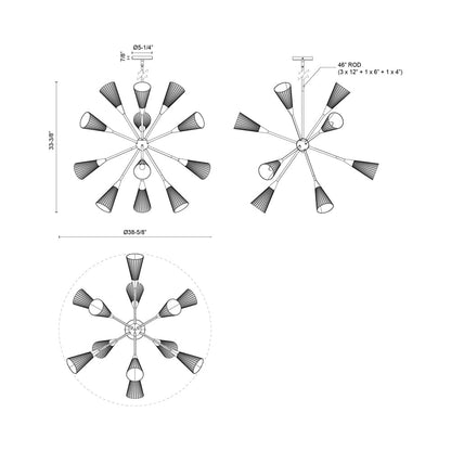 Cosmo Chandelier - line drawing.